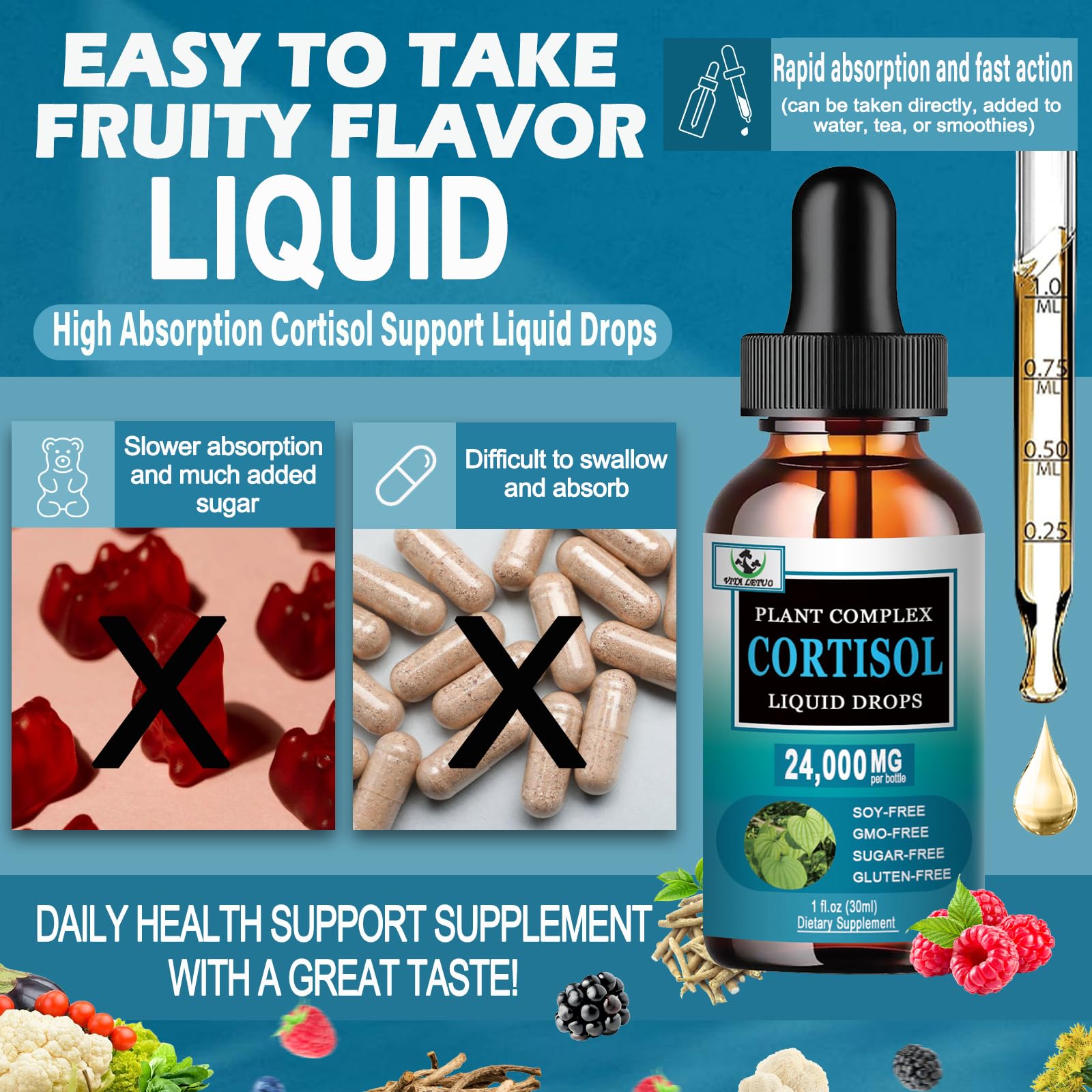 Vita Letuo Cortisol Support Liquid Drops ingredients list