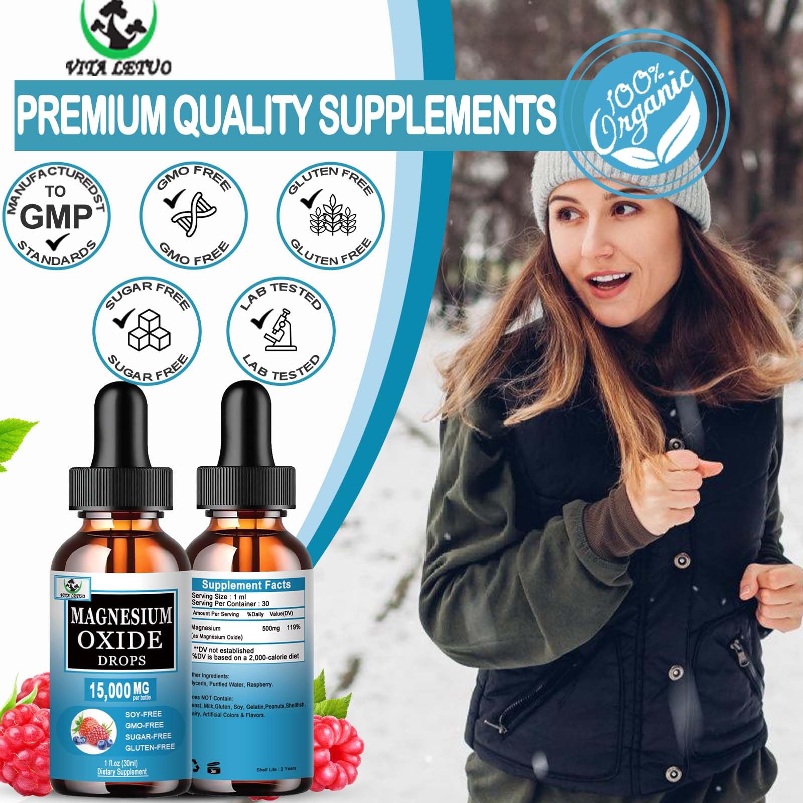 Vita letuo Magnesium Liquid Drops with fresh fruit