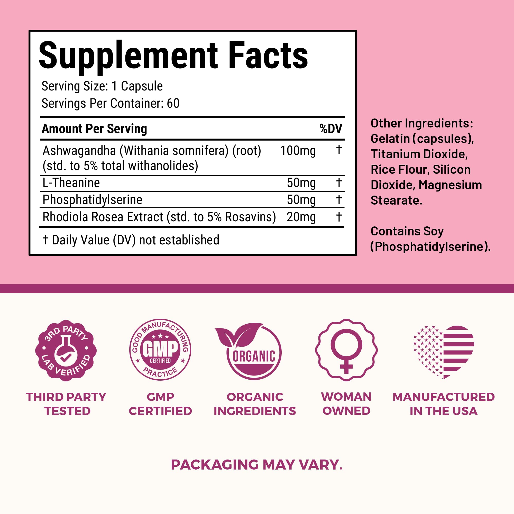 VITA-PCOS Cortisol Balance Supplement on a wooden table