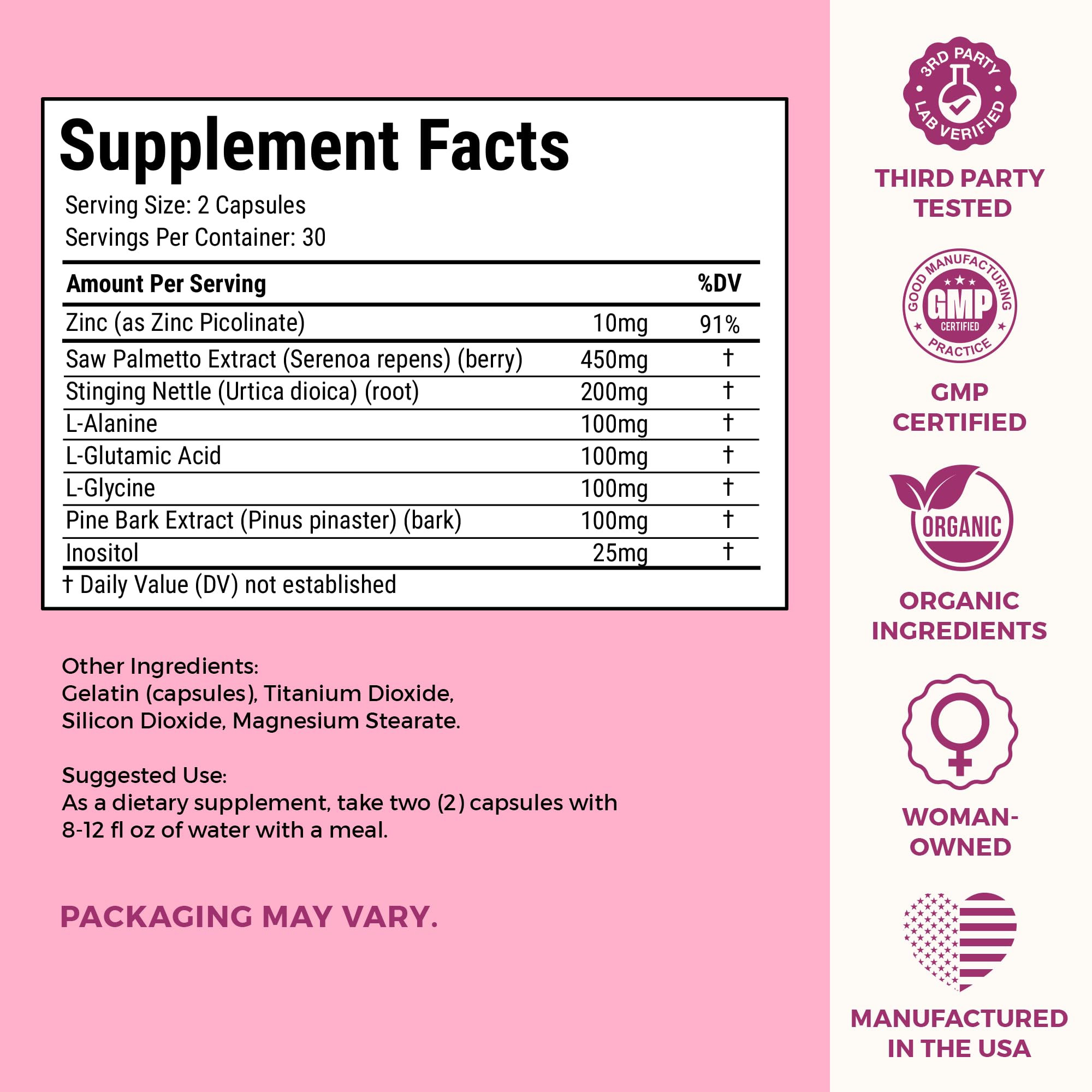 VITA-PCOS Stinging Nettle Supplement lifestyle shot with a glass of water