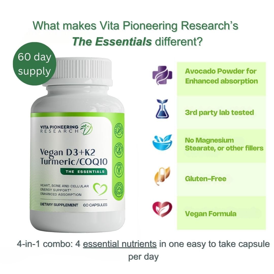 Vita Pioneering Research Vitamin D3 & K2 capsules packaging