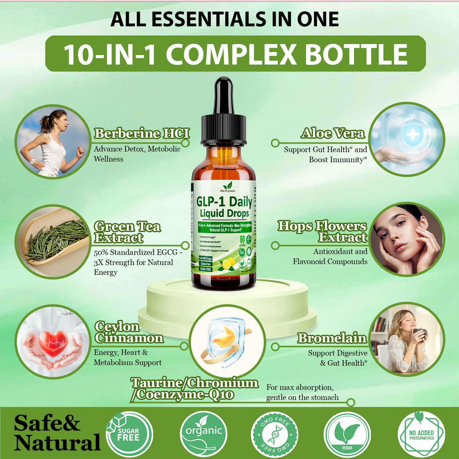 Vita PLynxera a balanced routine Support Liquid Drops bottle side view