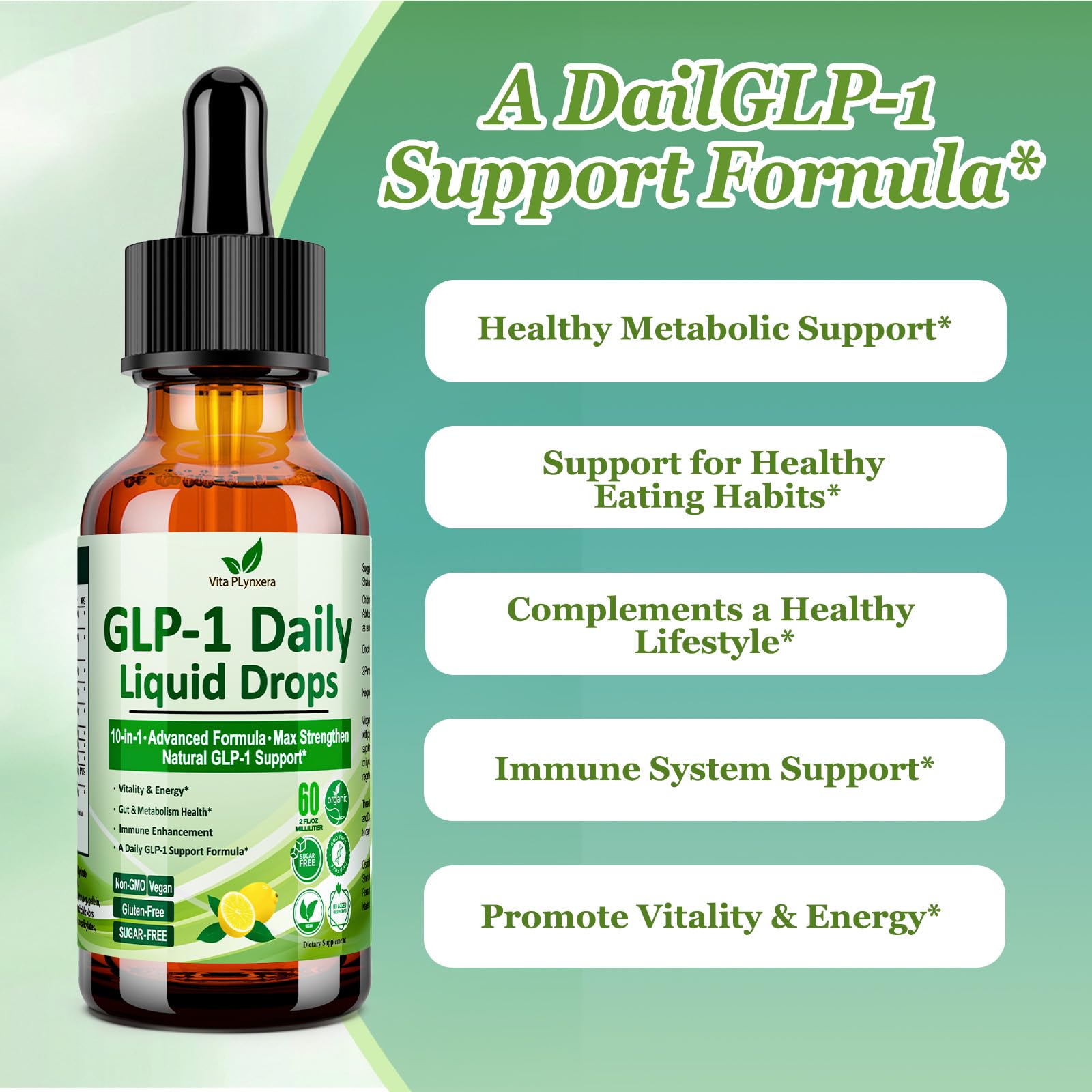Vita PLynxera a balanced routine Support Liquid Drops in a glass of water