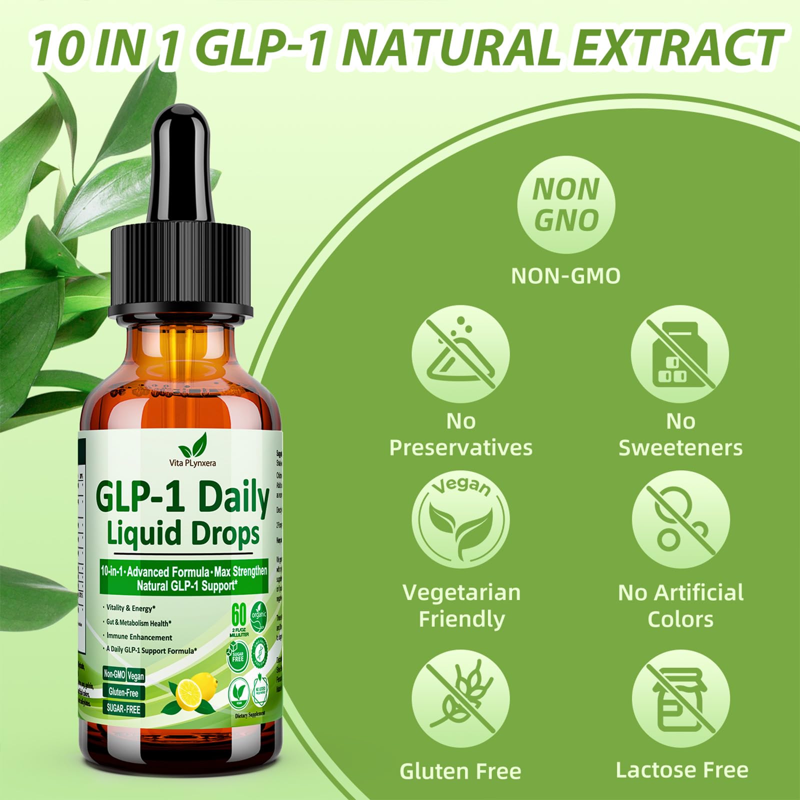 Vita PLynxera a balanced routine Support Liquid Drops on a wooden table