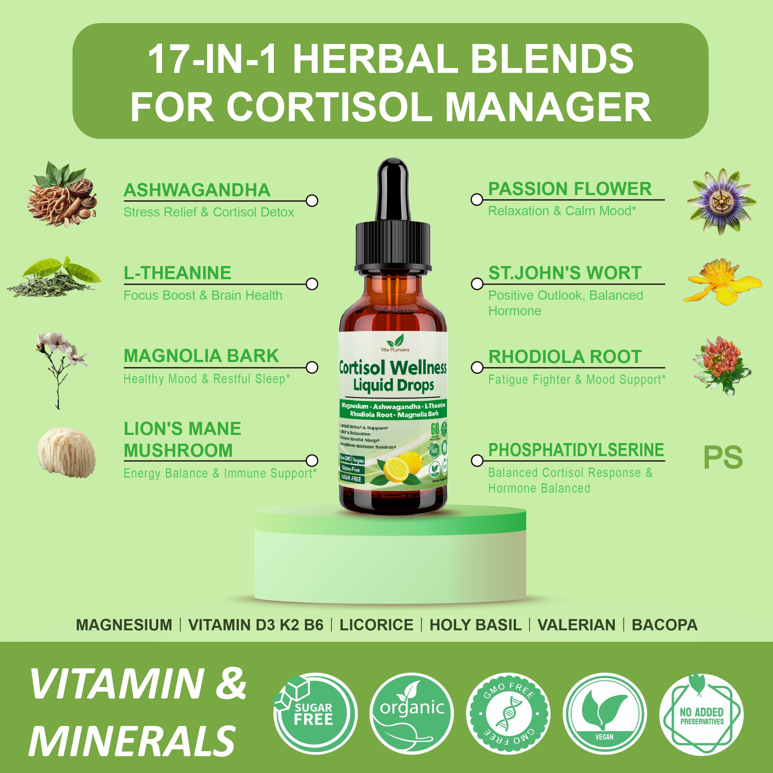 Vita PLynxera Cortisol Support Liquid Supplement in a lifestyle setting