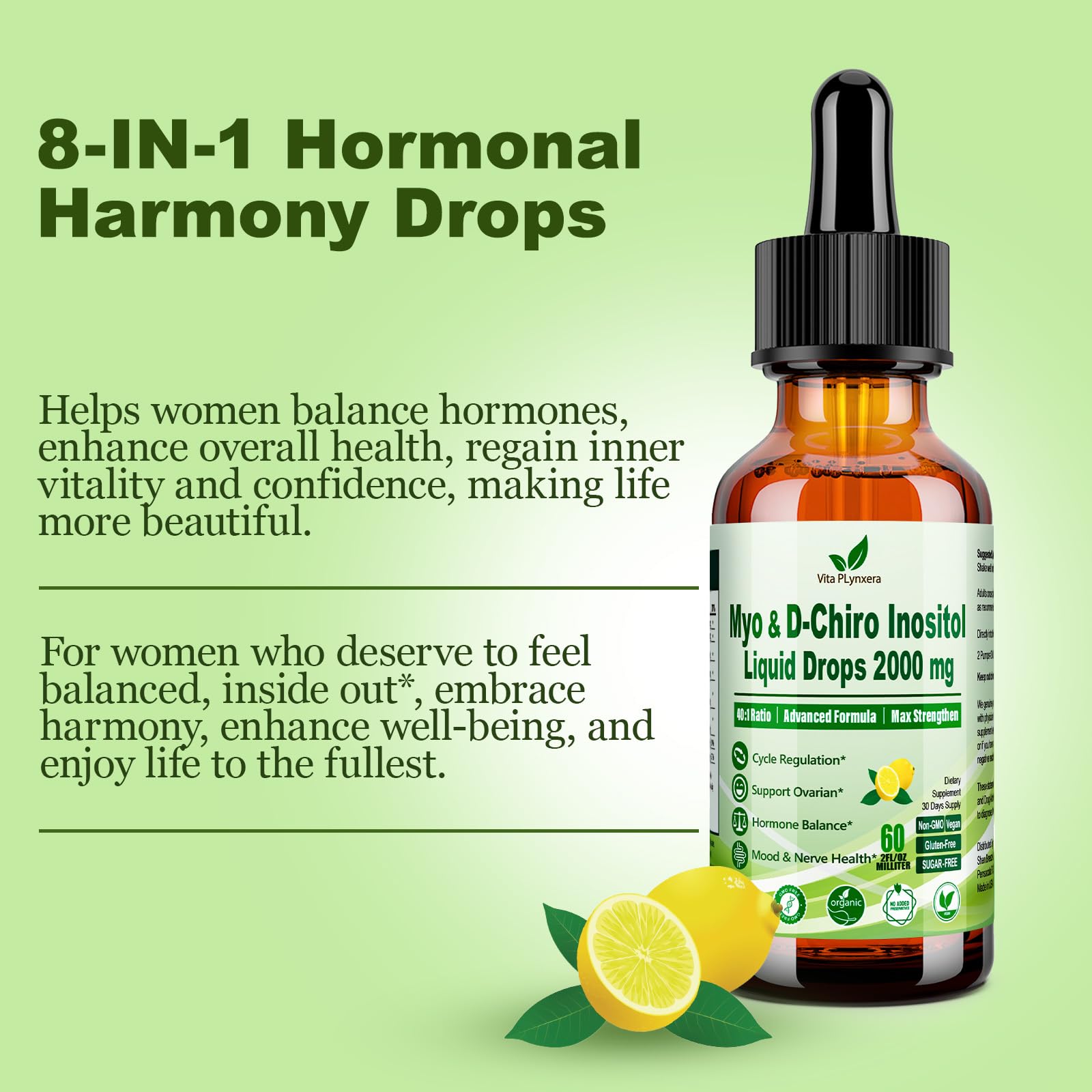 Vita PLynxera Inositol Liquid Drops lifestyle image on kitchen counter