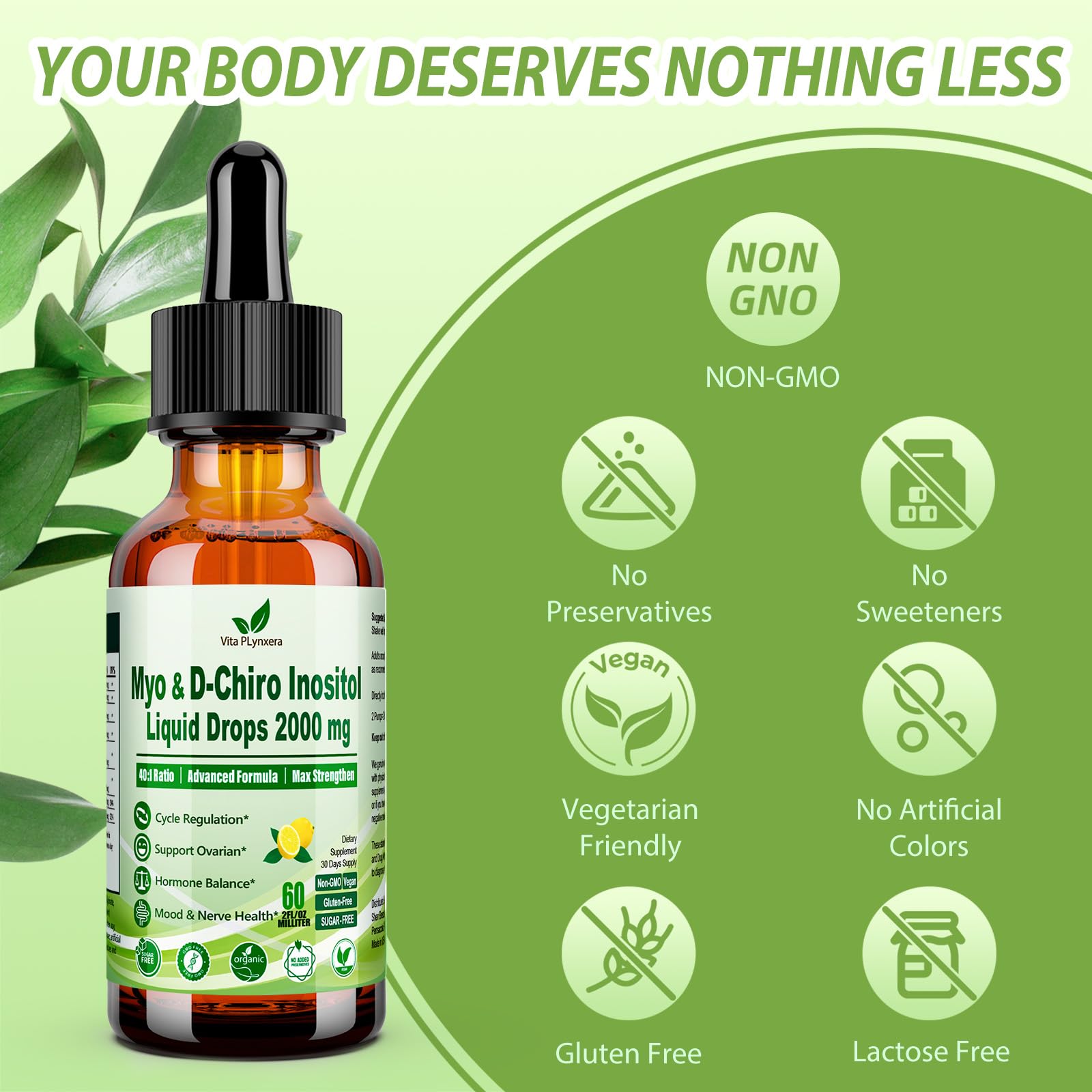 Vita PLynxera Inositol Liquid Drops with measuring spoon