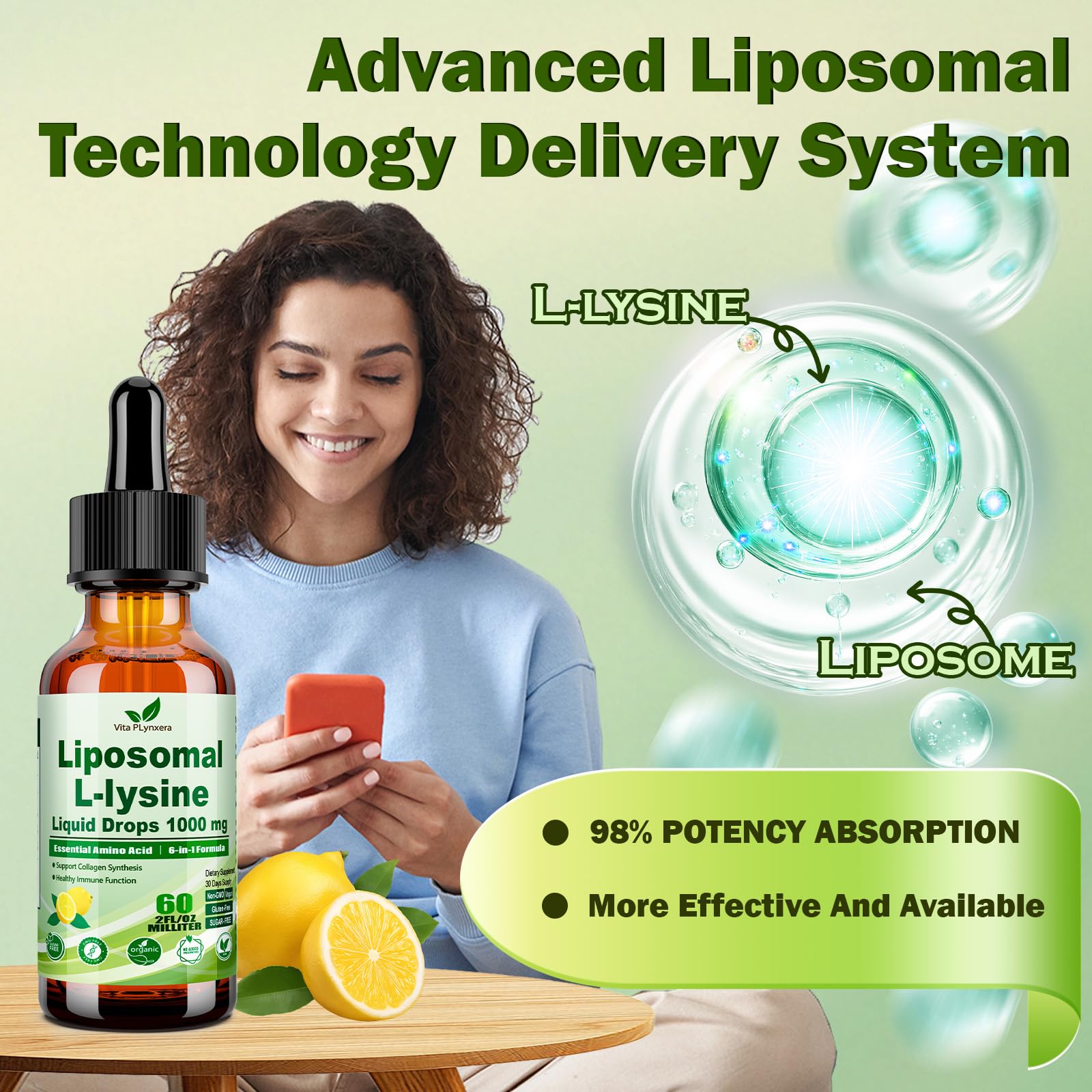 Vita PLynxera L-Lysine Liquid Drops 1000mg packaging