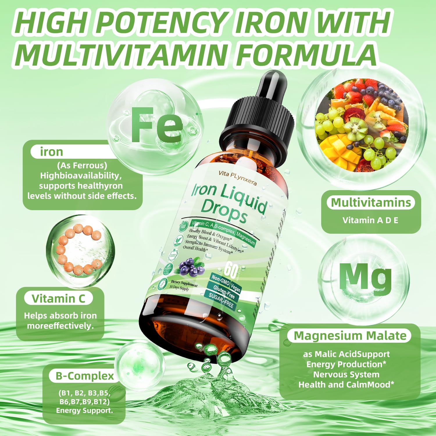 Vita Plynxera Liquid Iron Drops with measuring droppers