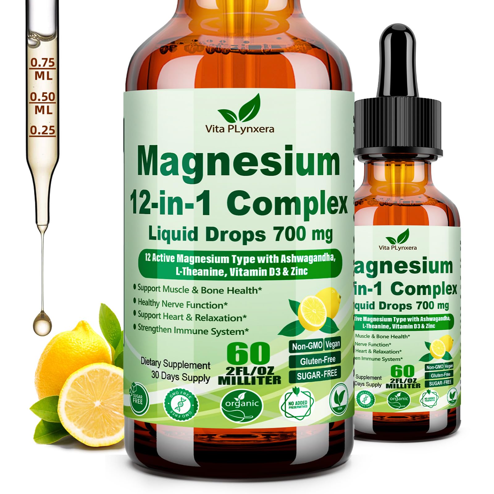 Vita PLynxera Magnesium 12-in-1 Complex Liquid Drops front view