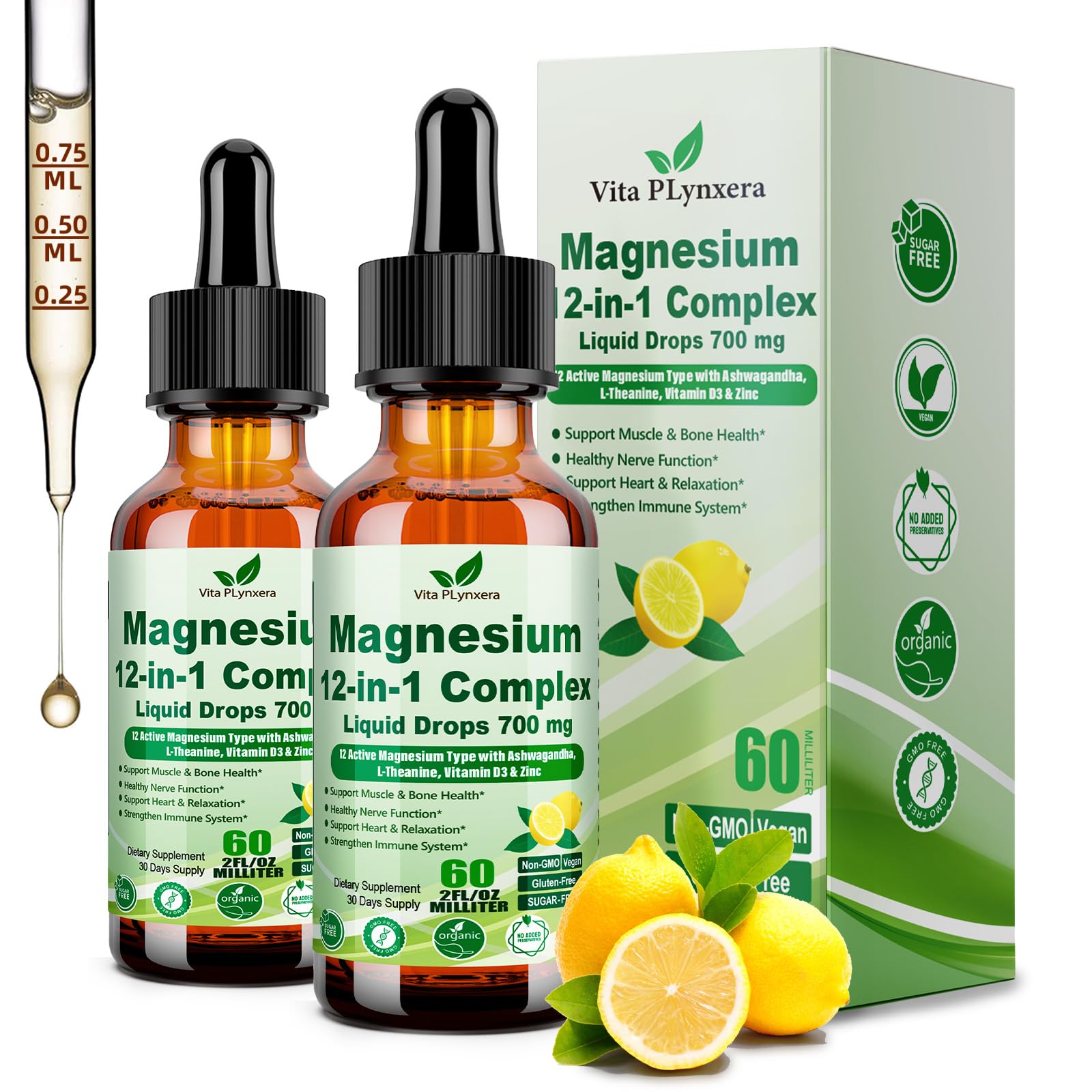 Vita PLynxera Magnesium Complex Liquid Drops 12-in-1 front view