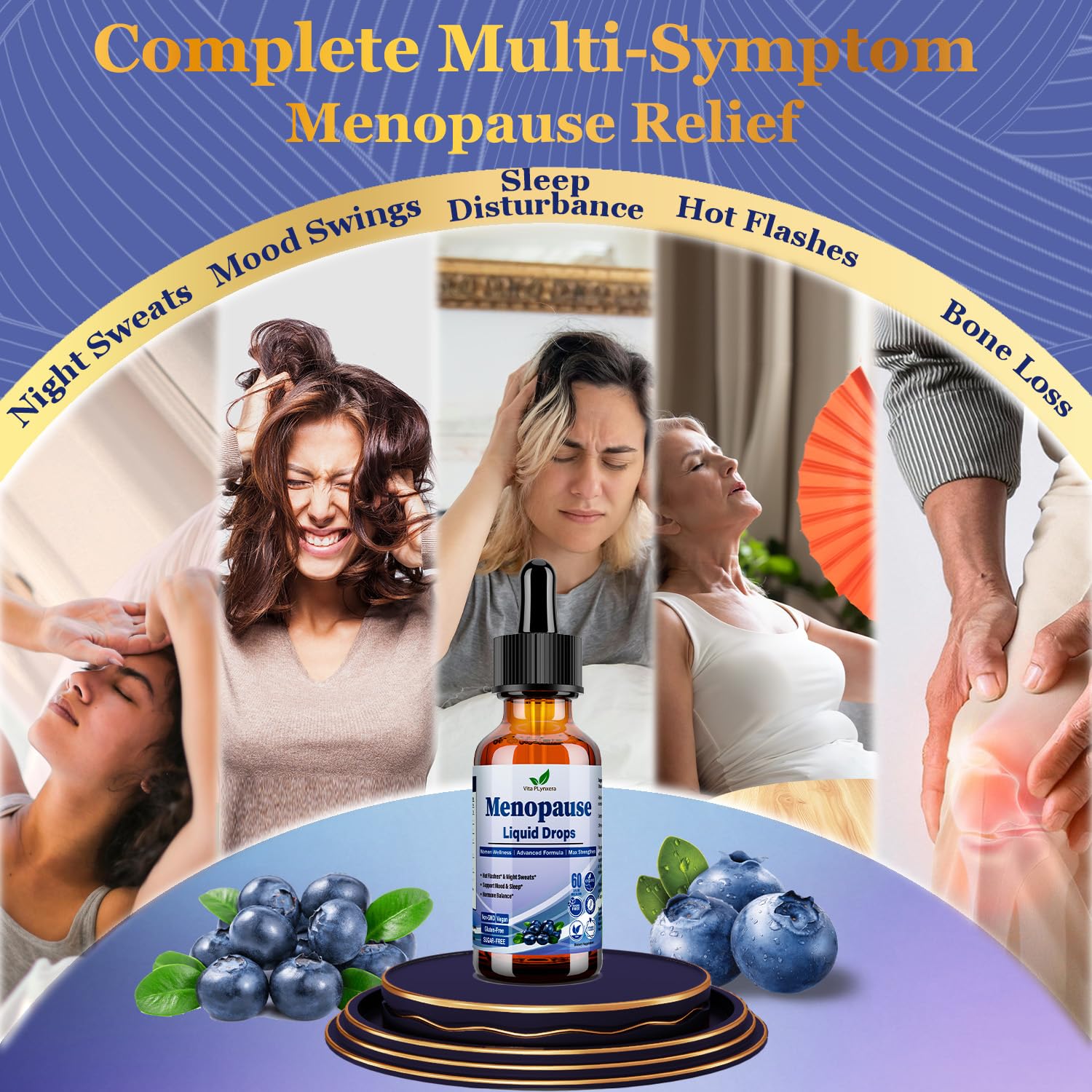 Vita PLynxera Menopause Multivitamin liquid bottle with dosage instructions