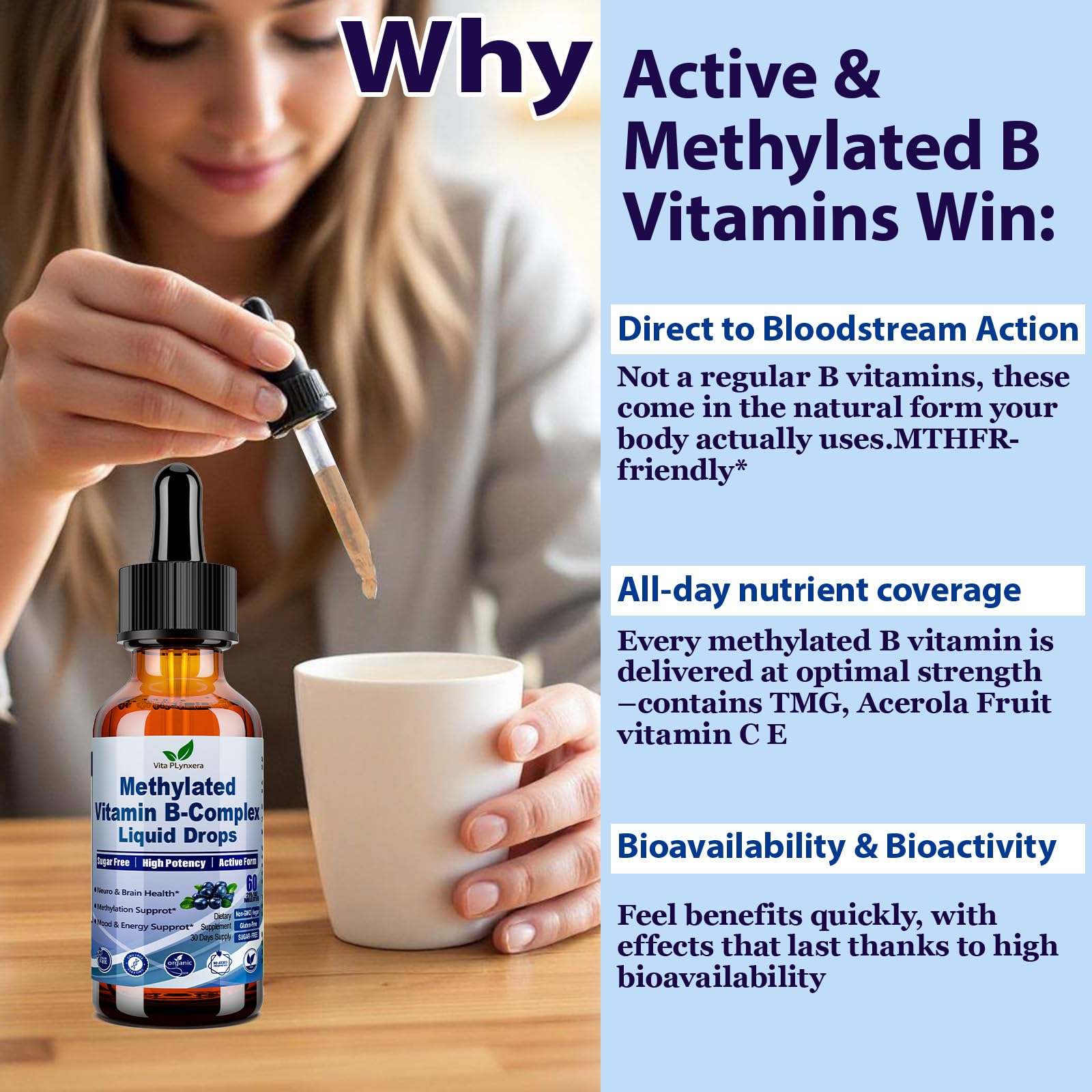 Vita PLynxera Methylated B Complex Liquid Drops with droppers