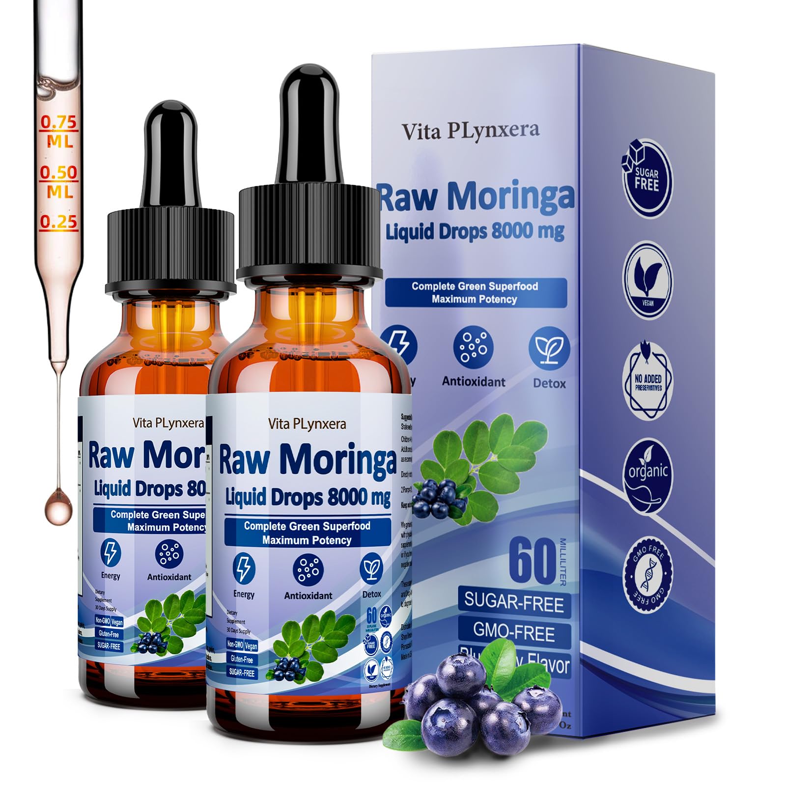 Vita PLynxera Moringa Supergreens Liquid Drops front view