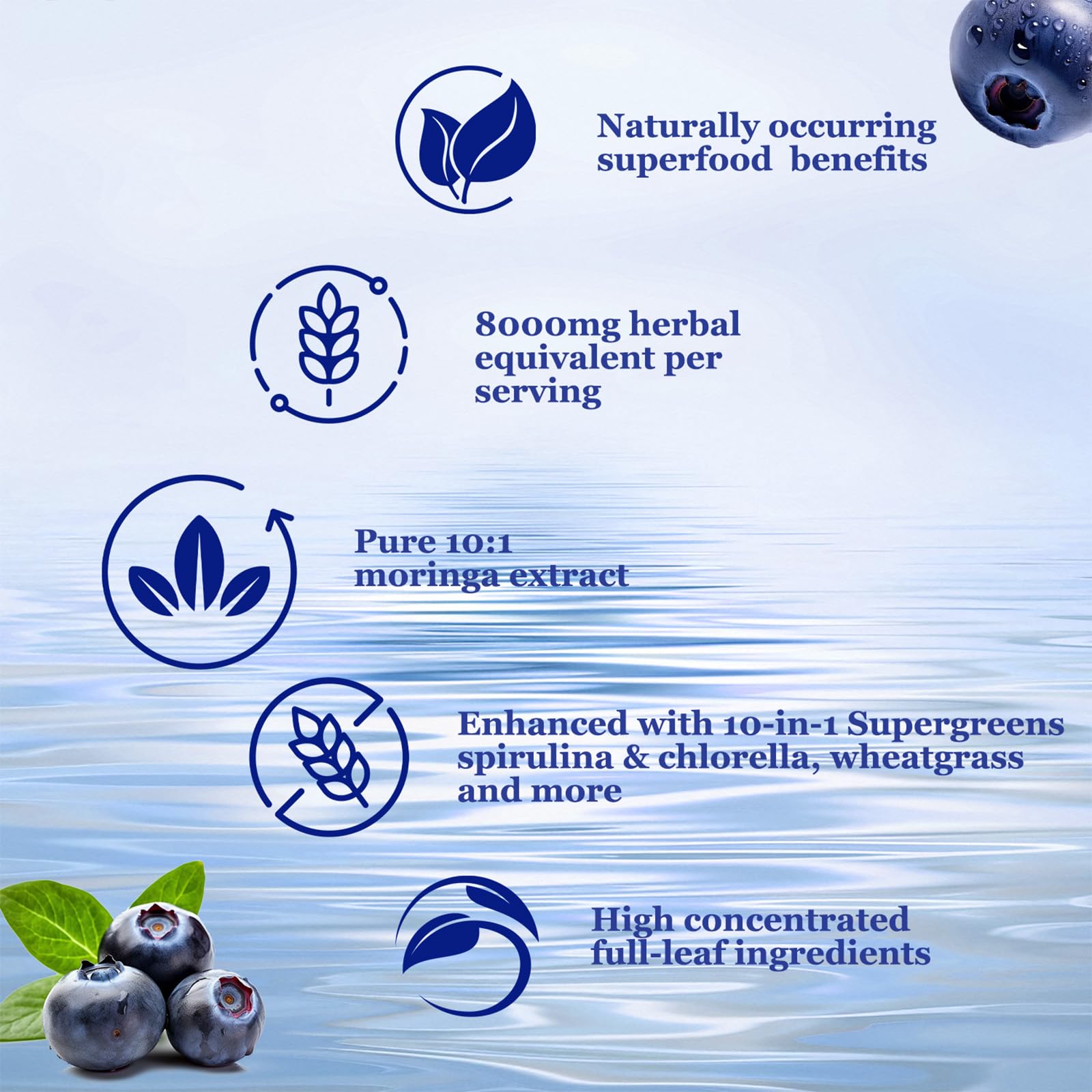 Vita PLynxera Moringa Supergreens Liquid Drops in a glass of water