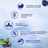 Vita PLynxera Moringa Supergreens Liquid Drops in a glass of water