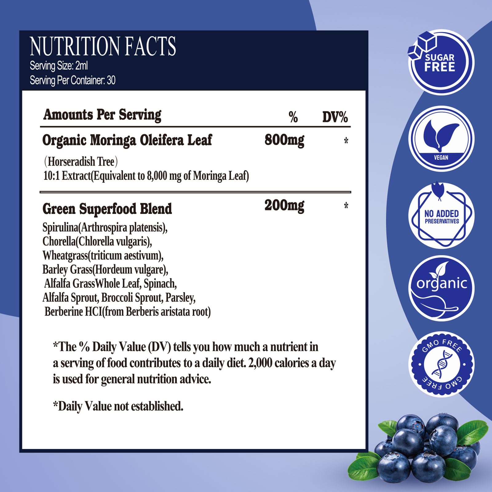 Vita PLynxera Moringa Supergreens Liquid Drops packaging