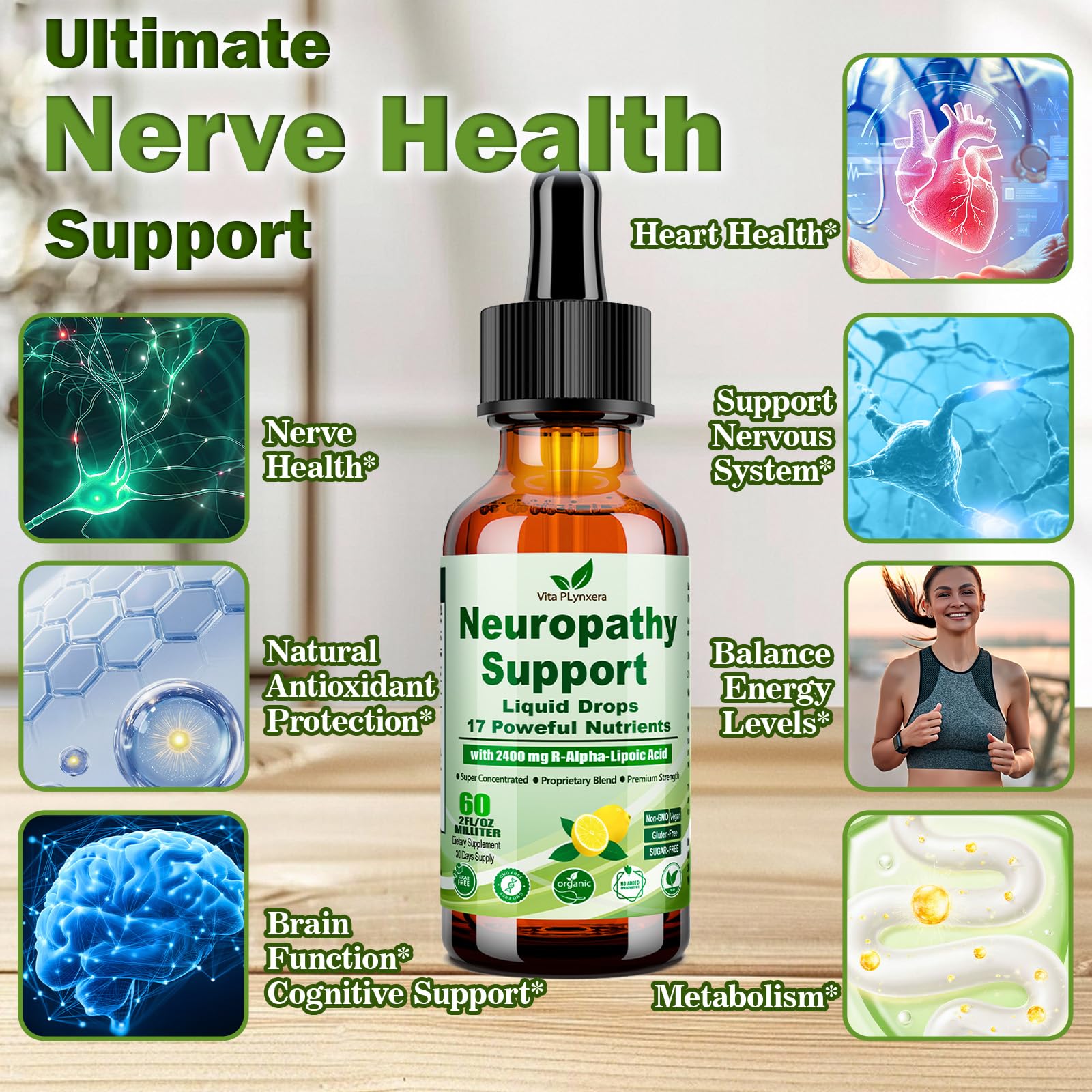 Vita PLynxera R-ALA Liquid Drops 2400mg bottle side view