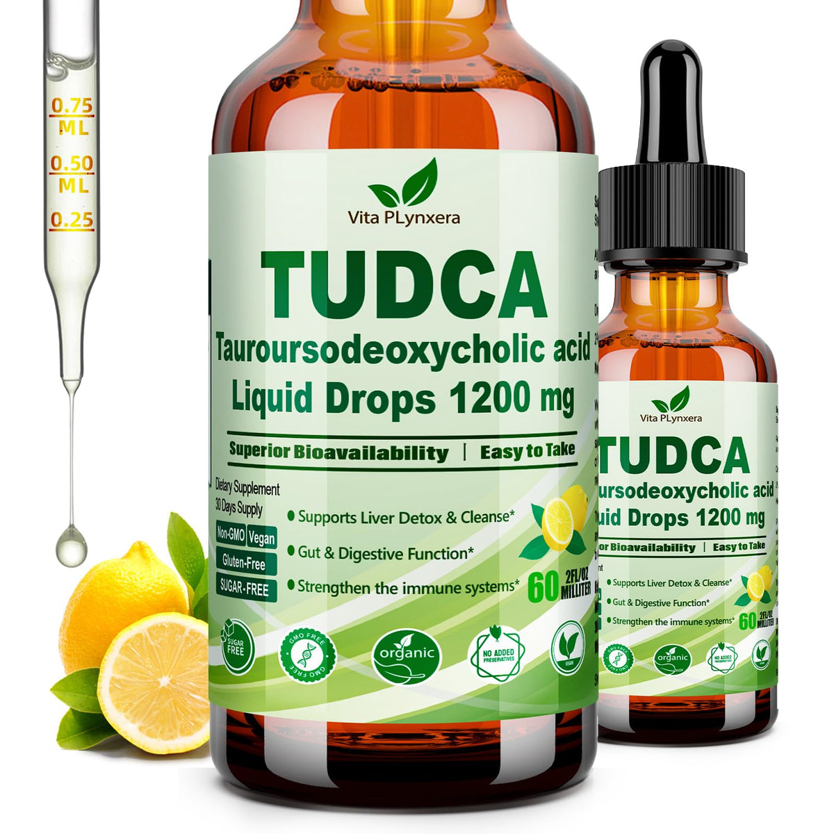 Vita PLynxera TUDCA Liquid Drops 1200mg front view