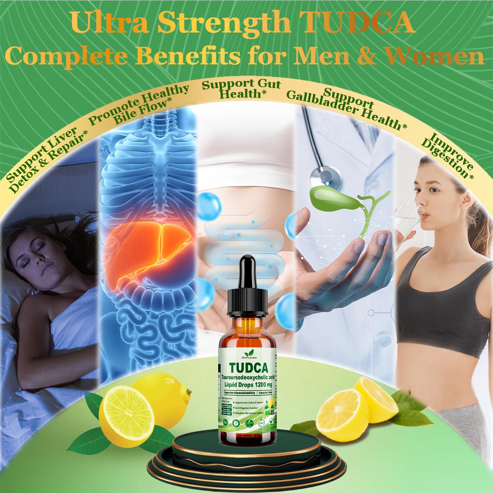 Vita PLynxera TUDCA Liquid Drops 1200mg label close-up