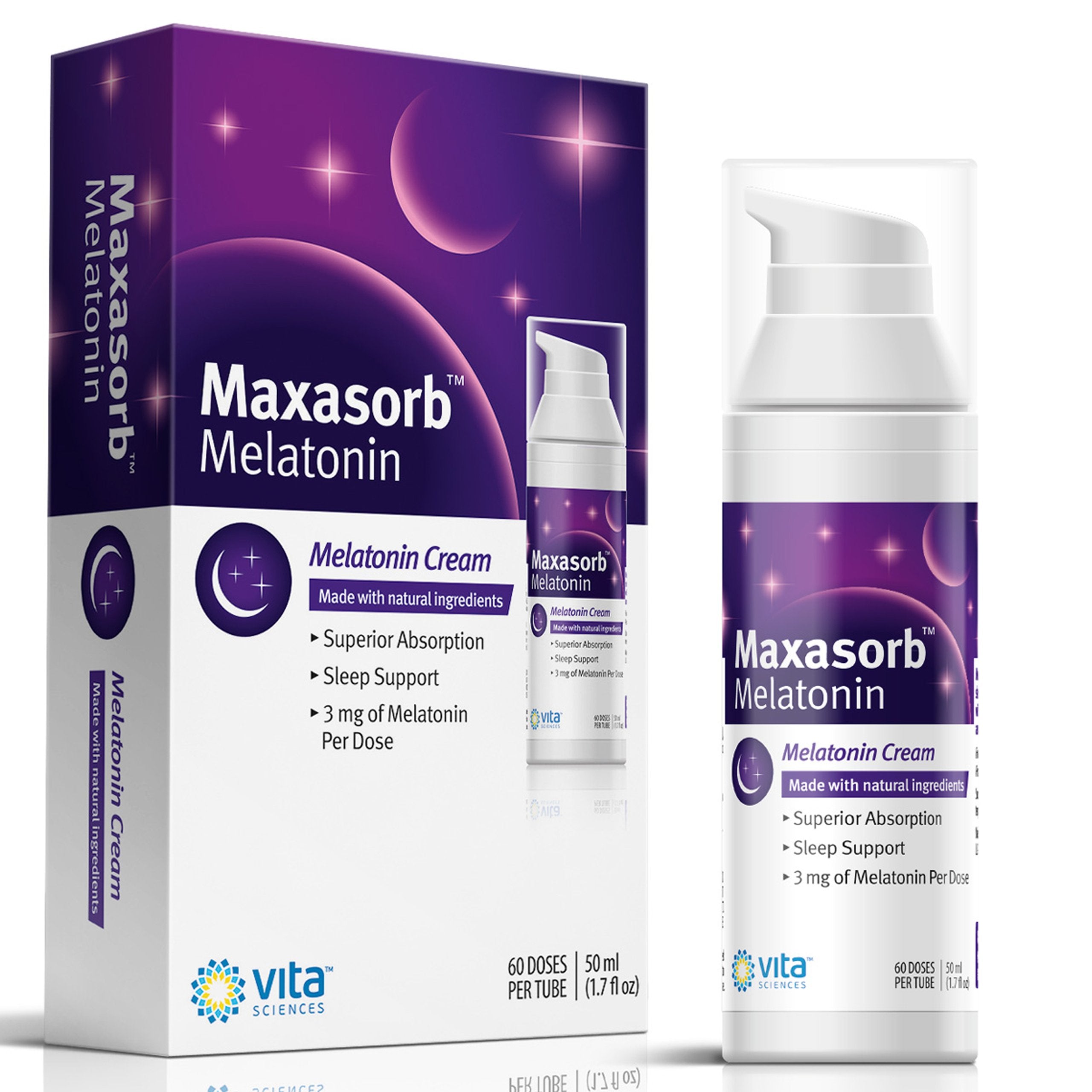 Vita Sciences Maxasorb Melatonin Cream 3 mg front view