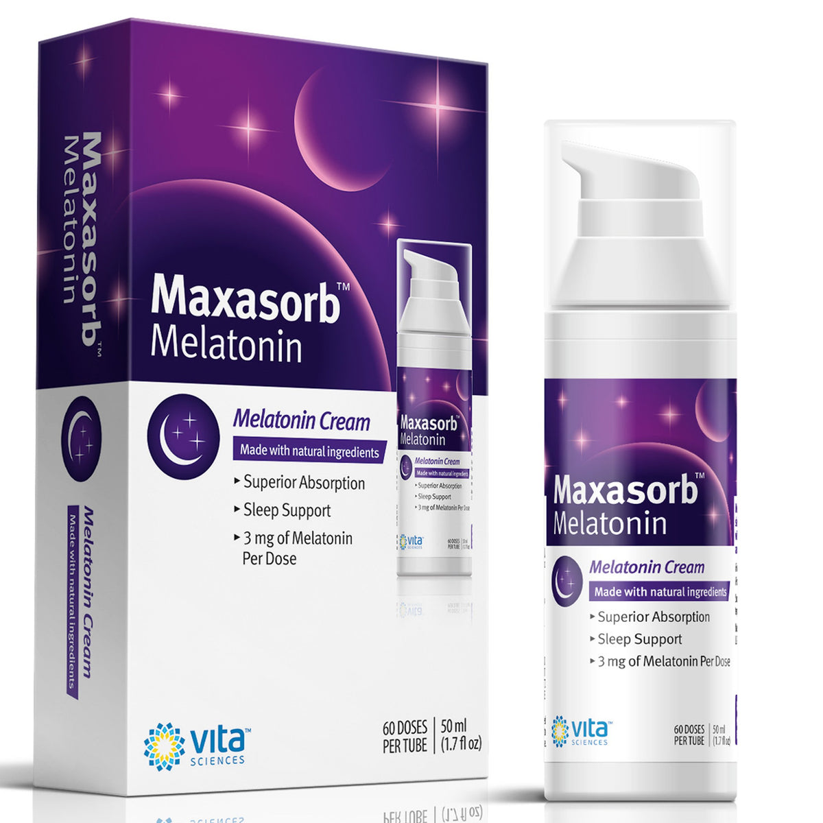 Vita Sciences Maxasorb Melatonin Cream 3 mg front view