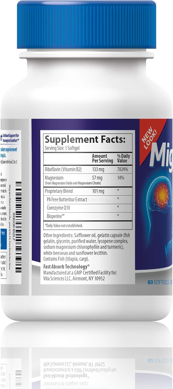 Vita Sciences Migravent soft-gel capsules bottle with label