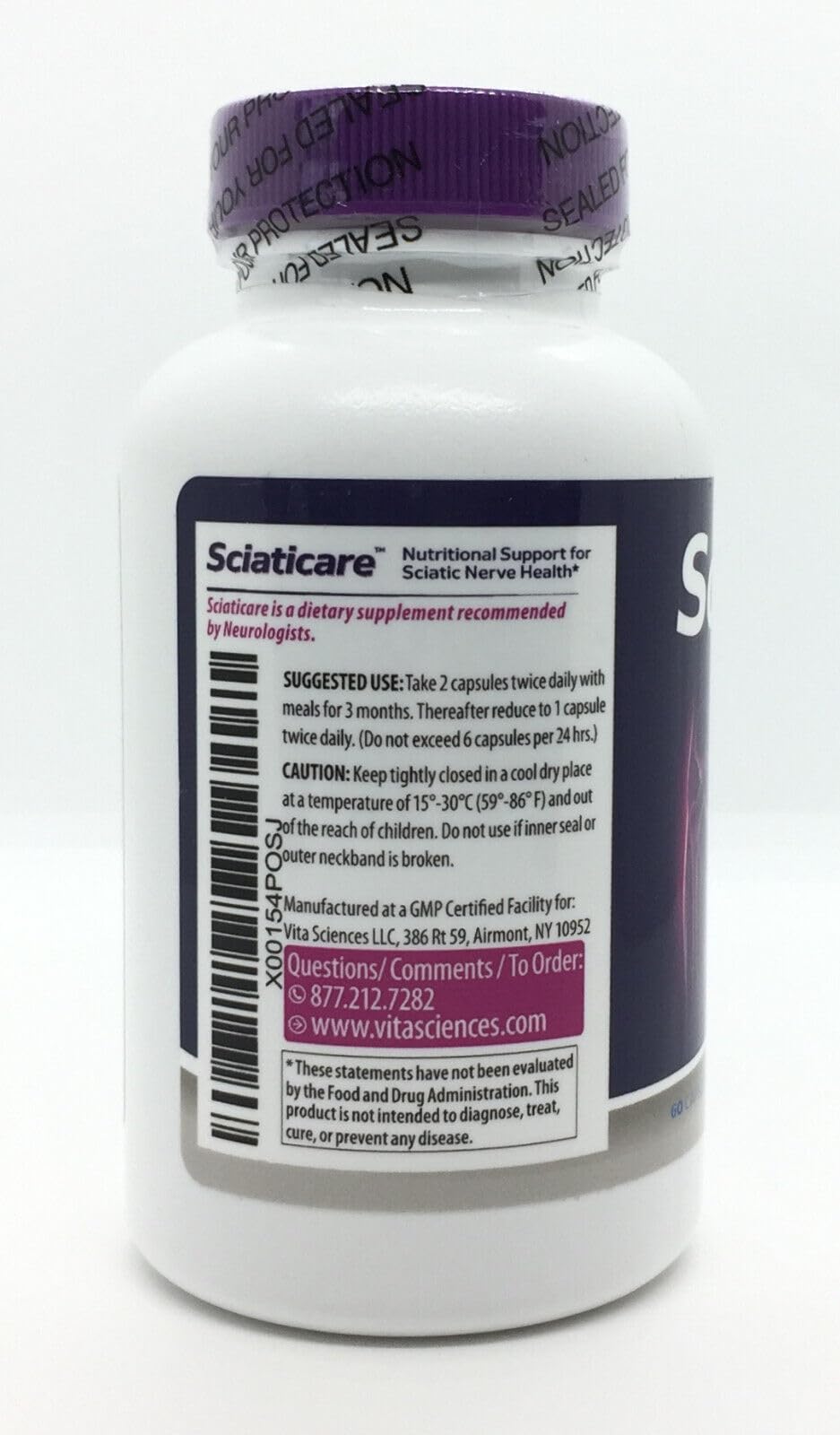Vita Sciences Sciaticare Alpha Lipoic Acid 60 Capsules with a measuring spoon
