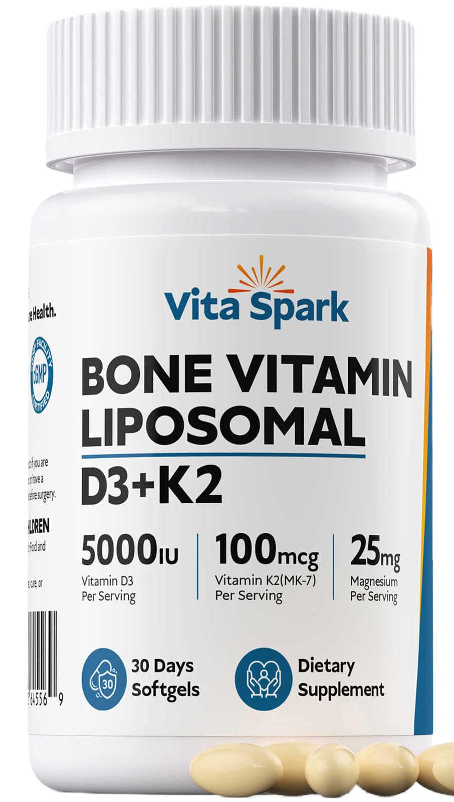 Vita Spark Vitamin D3 & K2 softgels front view