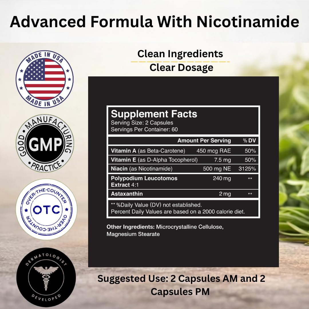 VitaArmor SunArmor Advanced B3 (Niacin) capsules close-up