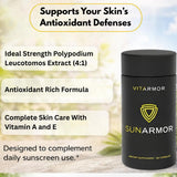 VitaArmor SunArmor bottle back view with ingredient list