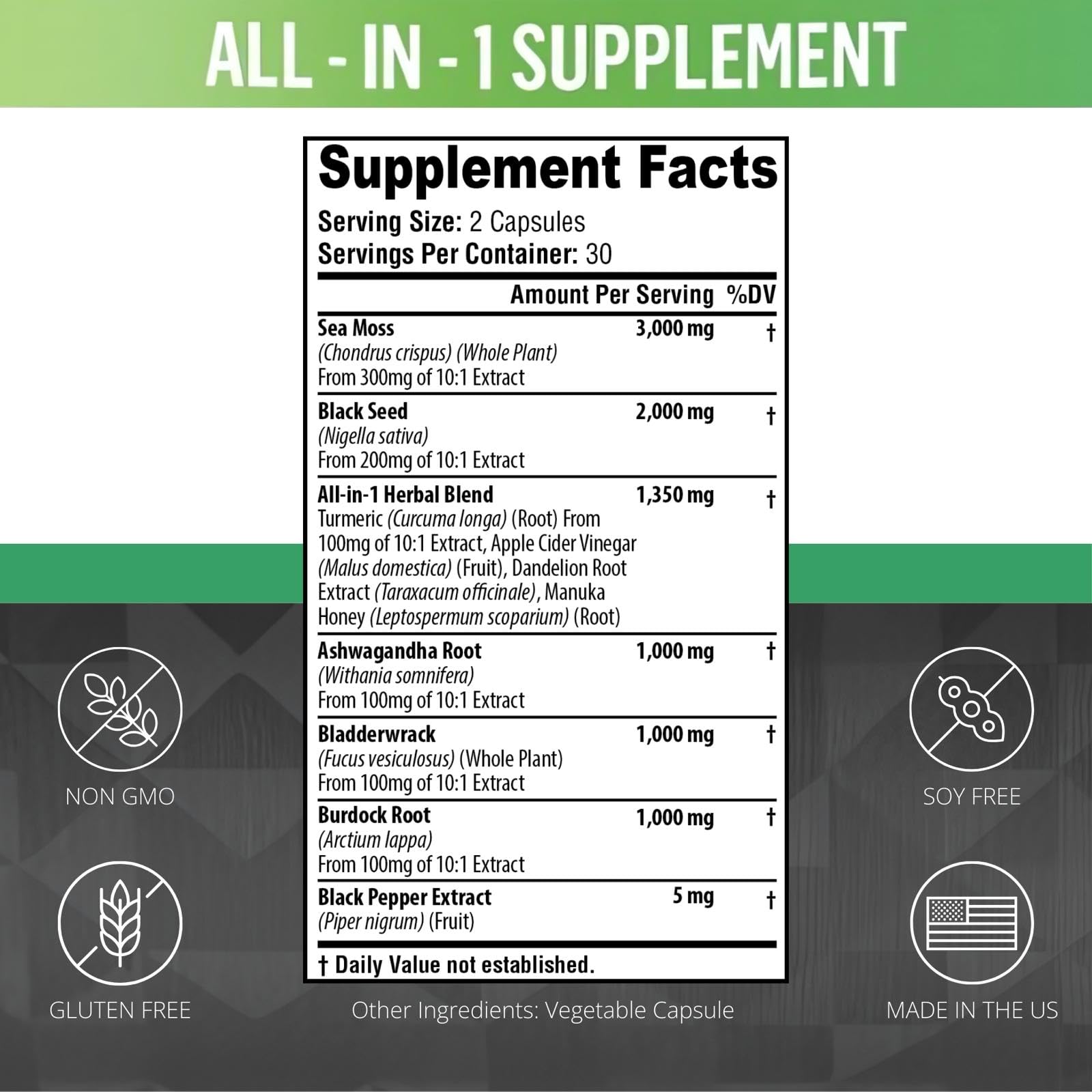 Vitabem Black Seed Oil Capsules packaging with supplement facts