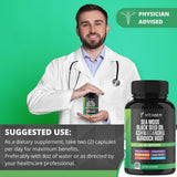 Vitabem Black Seed Oil Capsules with a measuring spoon for dosage