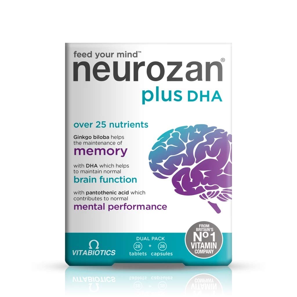 Vitabiotics Neurozan Plus Dual Pack front view with soft gel capsules