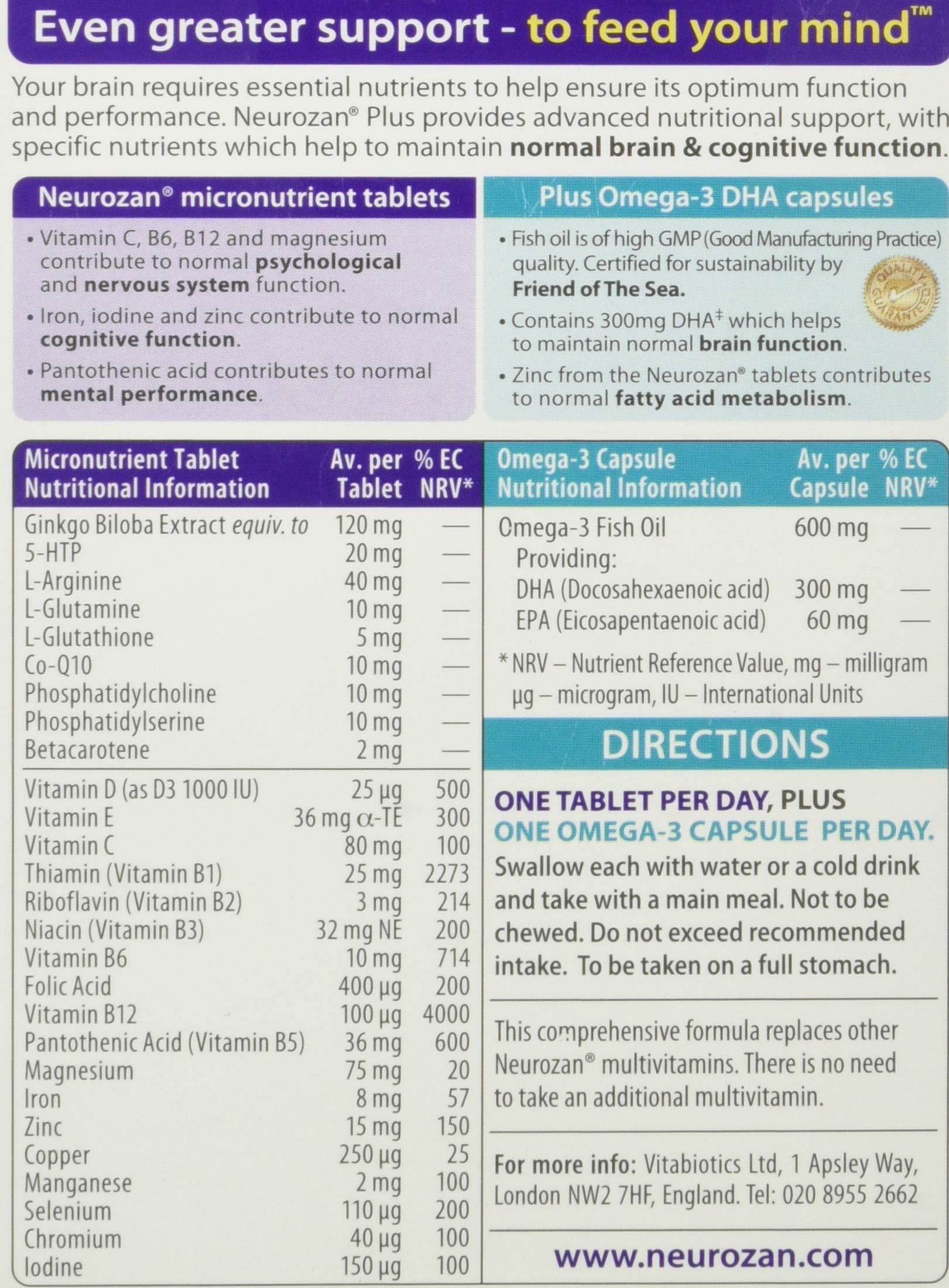 Vitabiotics Neurozan Plus soft gel capsule close-up