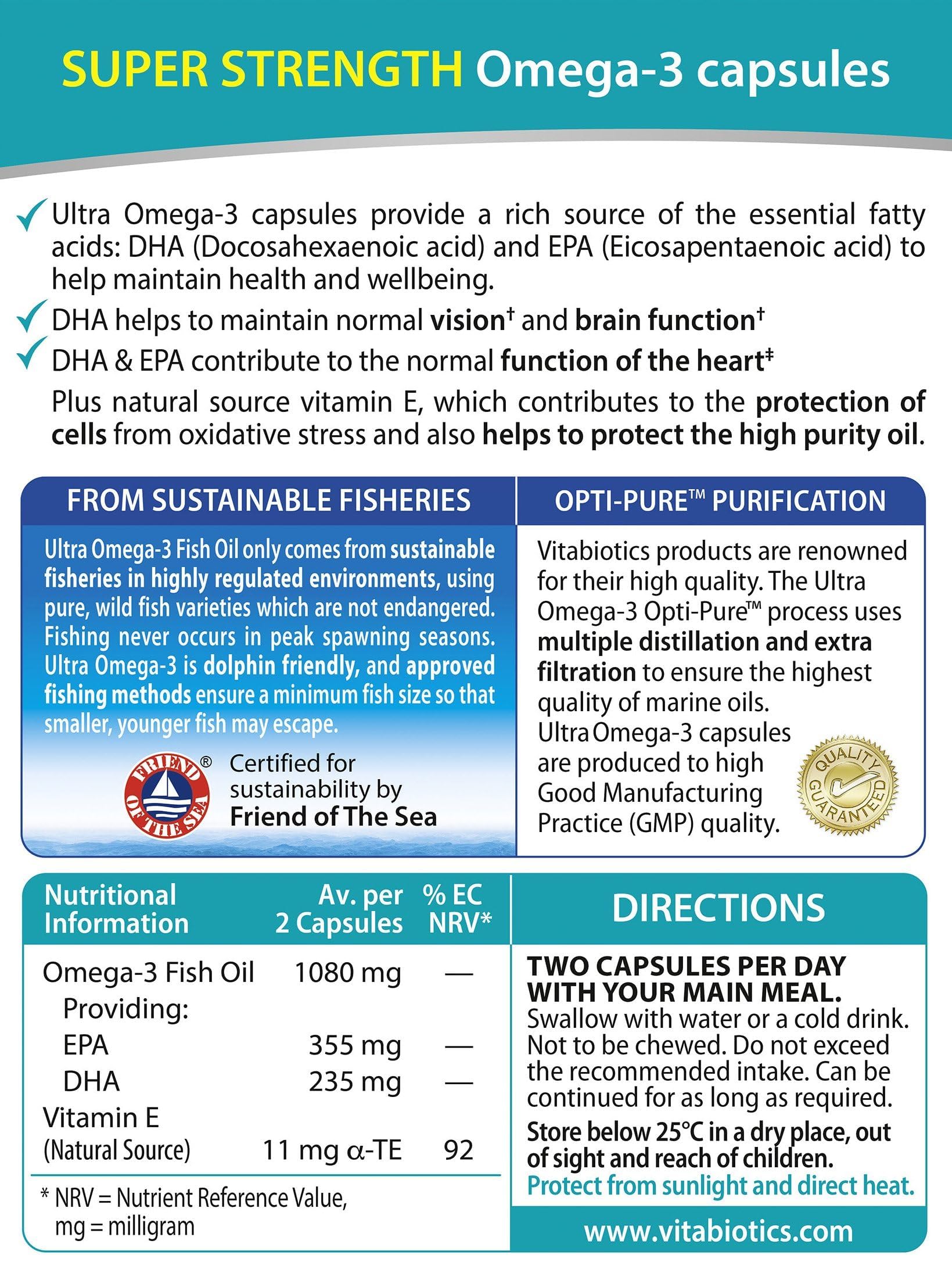 Vitabiotics Ultra Aquamarine Fish Oil 60 Caps capsules in hand