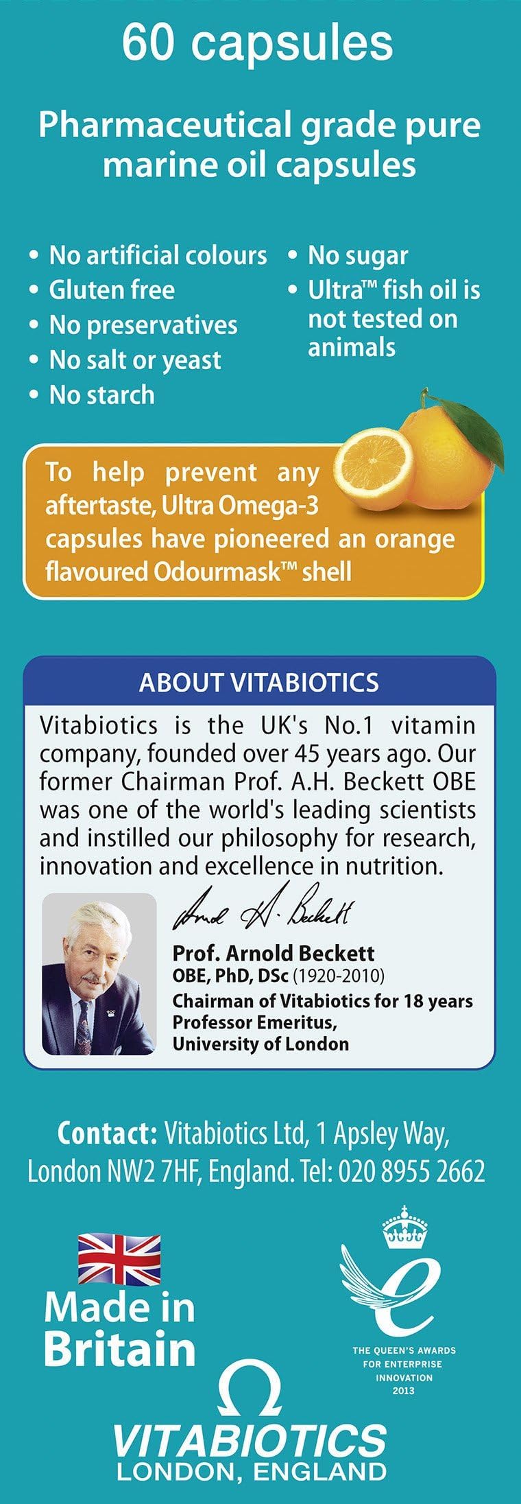 Vitabiotics Ultra Aquamarine Fish Oil 60 Caps side view