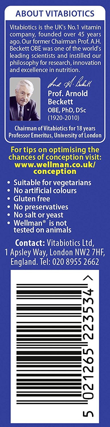 Vitabiotics Wellman Conception Multivitamin Tablets side view
