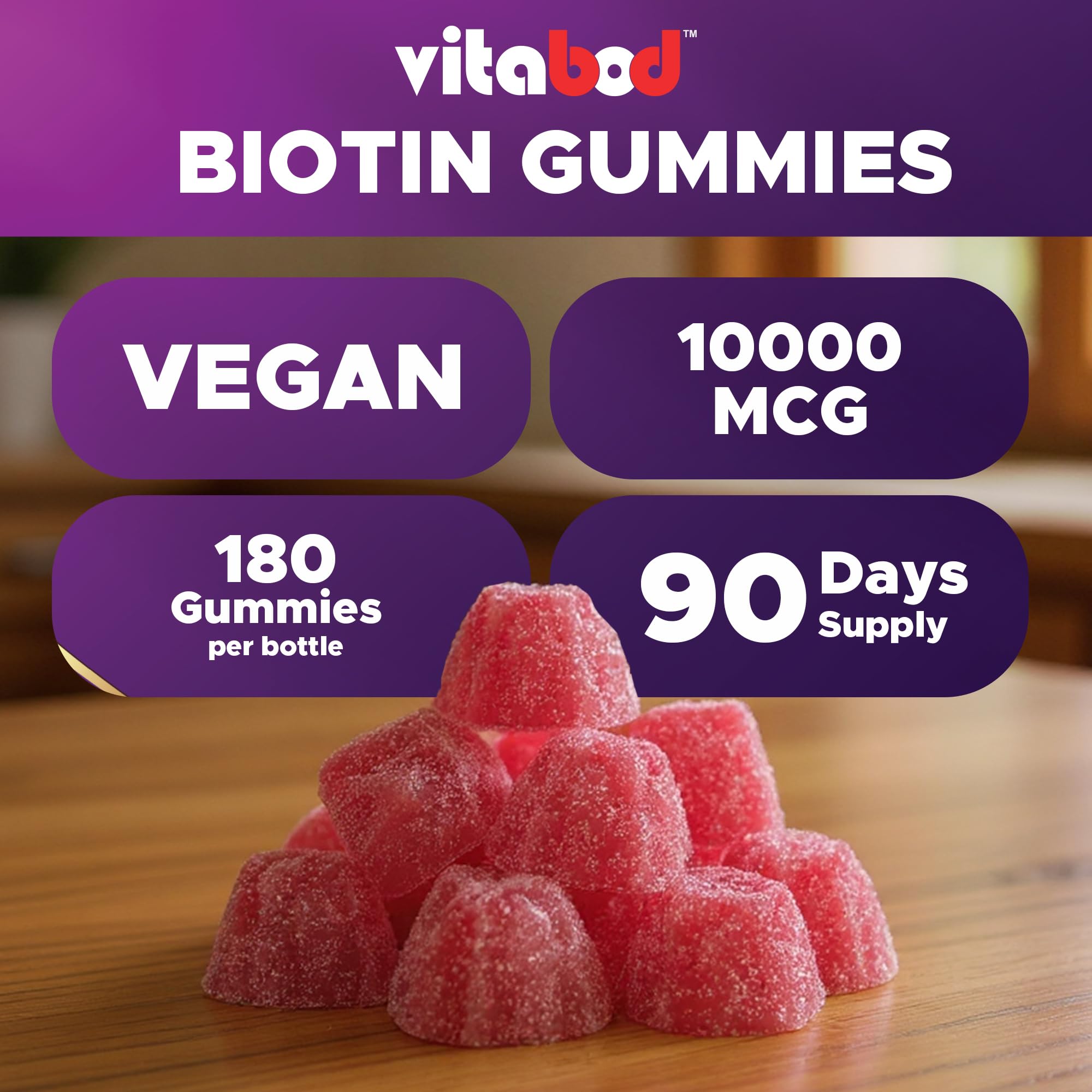 Vitabod Biotin Gummies held in hand