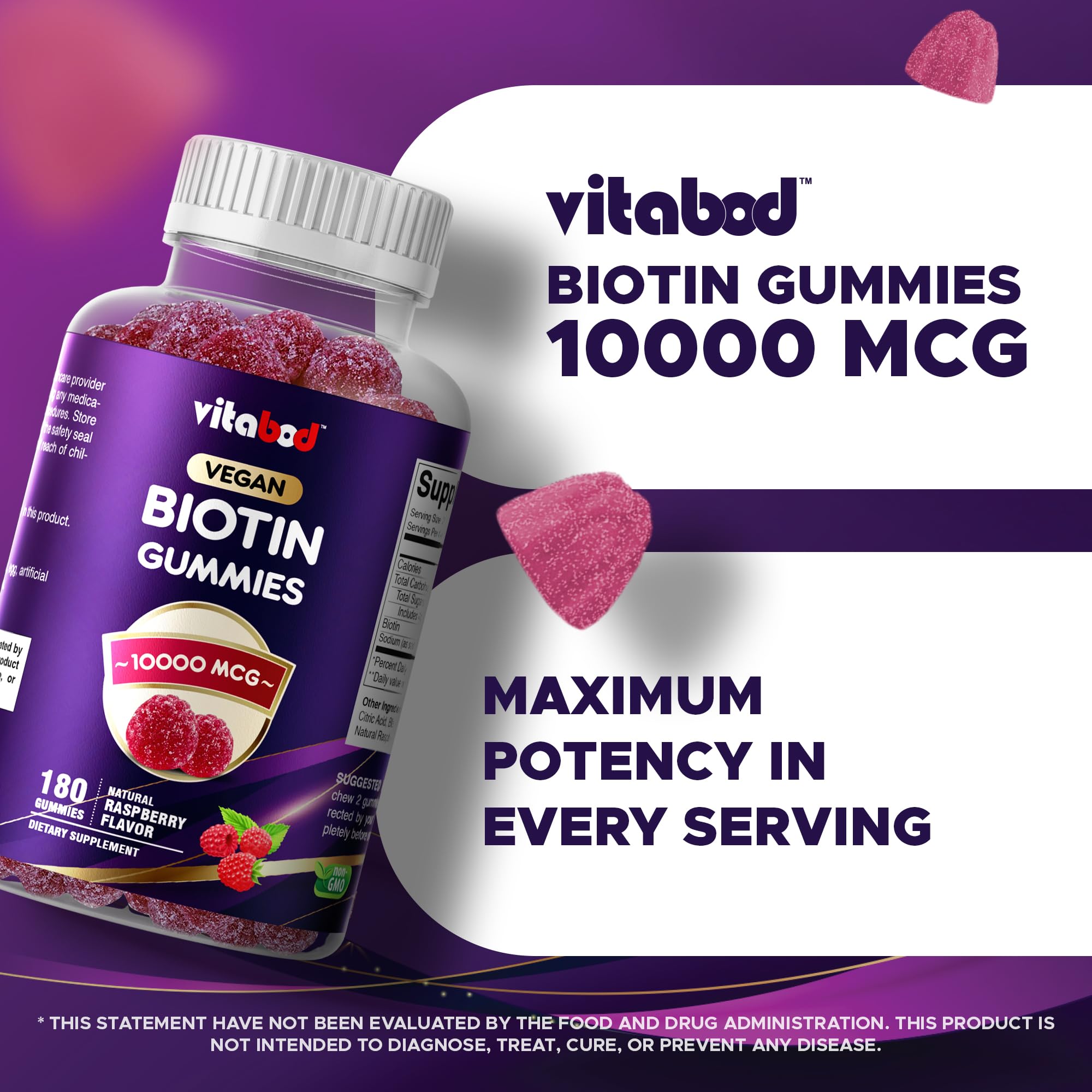 Vitabod Biotin Gummies with ingredients list on packaging