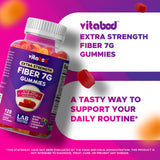 Vitabod Dietary Fiber Gummies in a bowl with fresh fruits
