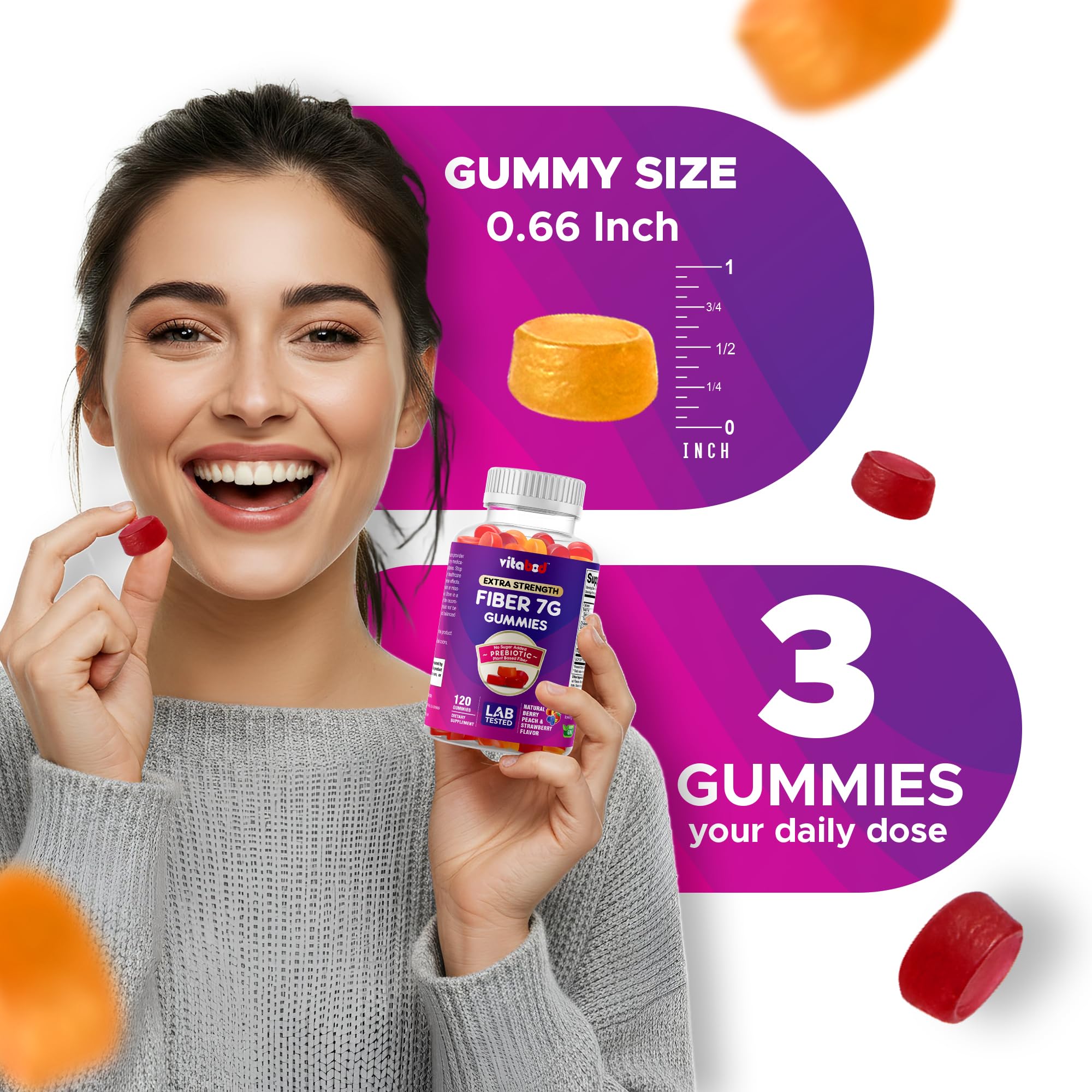 Vitabod Dietary Fiber Gummies with a measuring spoon