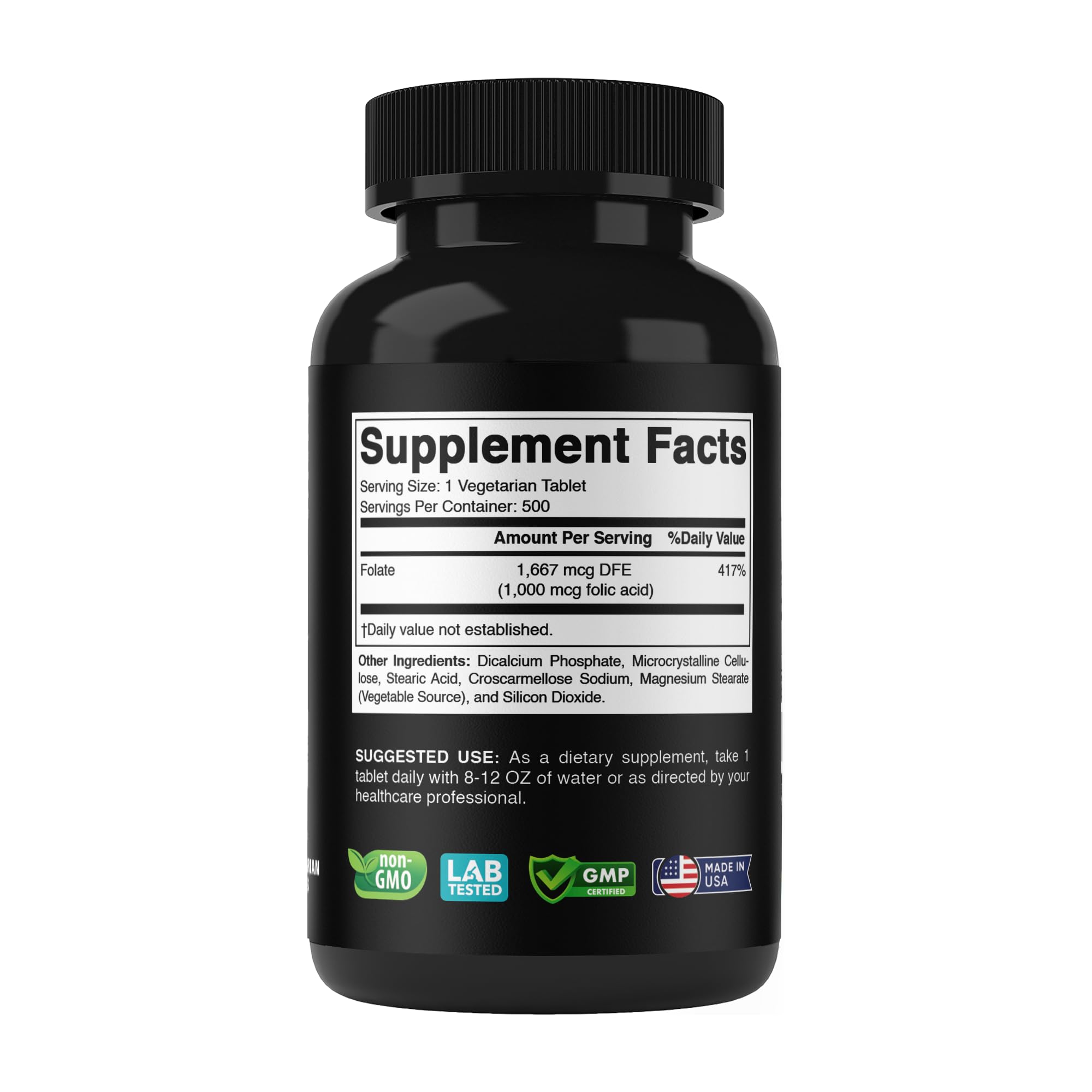 Vitabod Folic Acid 1 mg bottle with dosage instructions