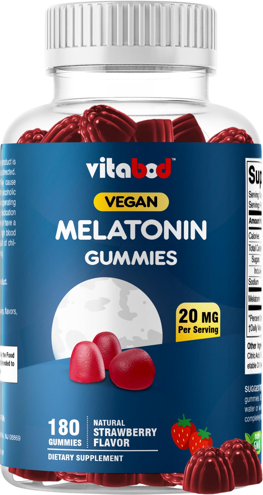 Vitabod Melatonin Gummies 20mg 180 Count front view