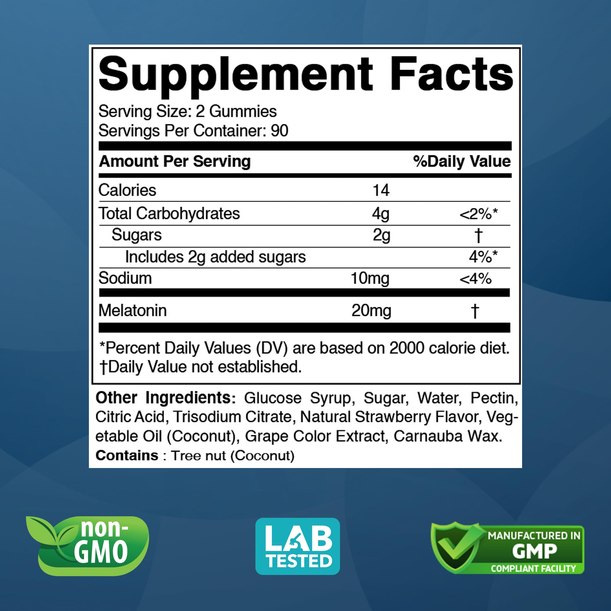 Vitabod Melatonin Gummies 20mg bottle with strawberry flavour