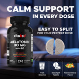 Vitabod Melatonin Sleep Supplement 15mg Citrus Tablets with a glass of water