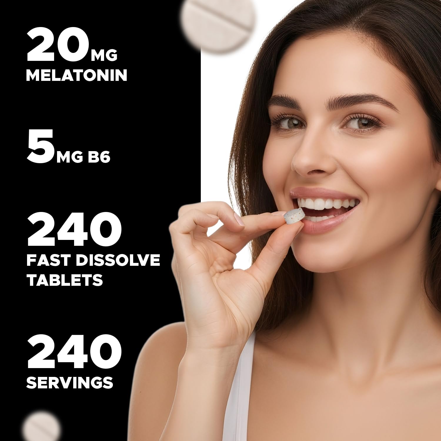 Vitabod Melatonin Sleep Supplement Tablets side view with dosage information