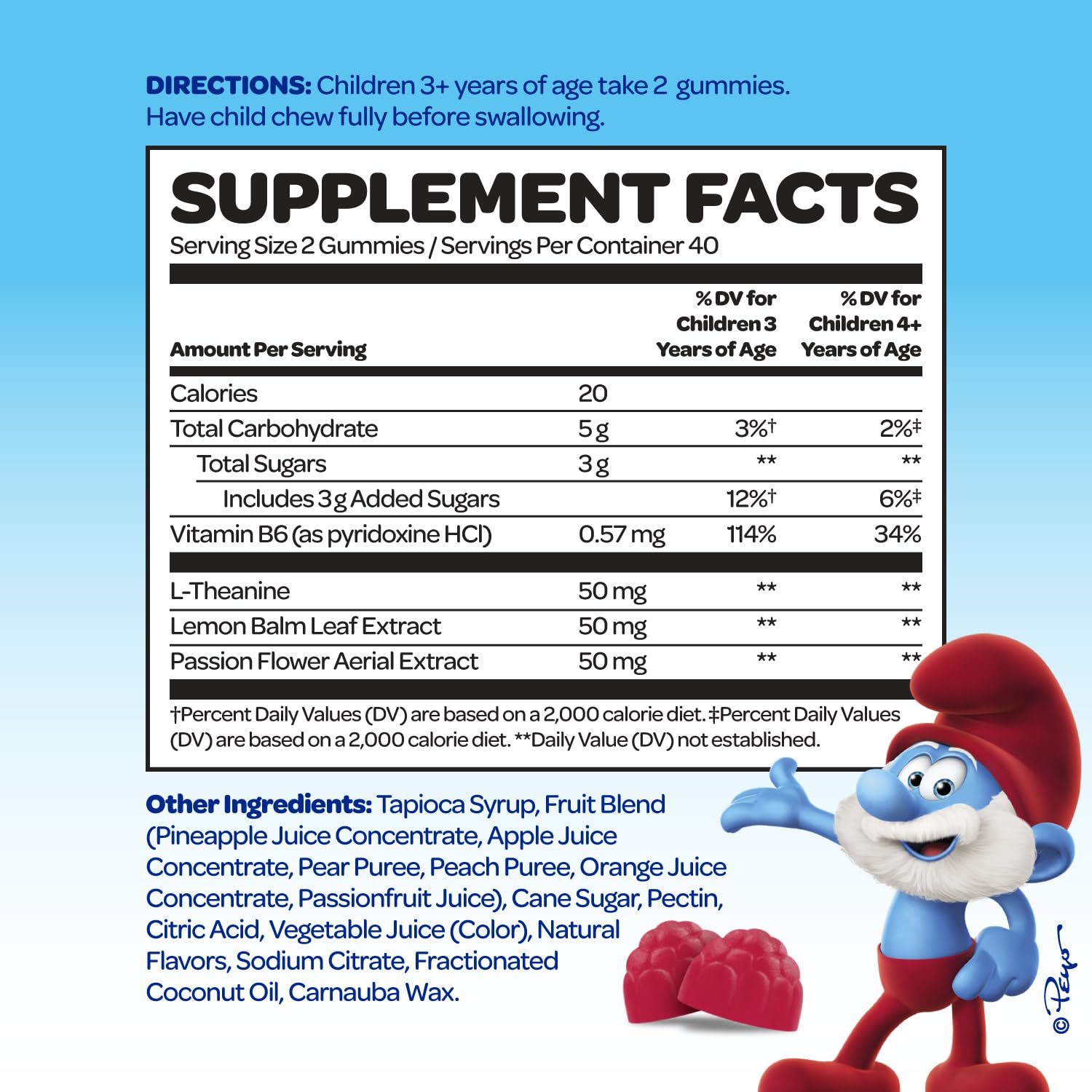 VITABURST The Smurfs Focus Gummies close-up of gummies