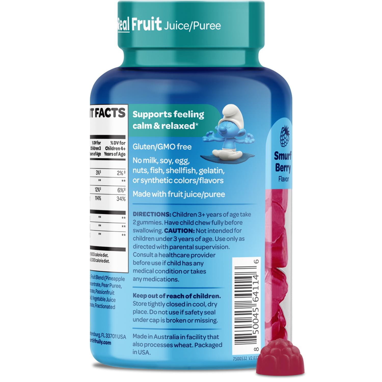 VITABURST The Smurfs Focus Gummies nutrition facts