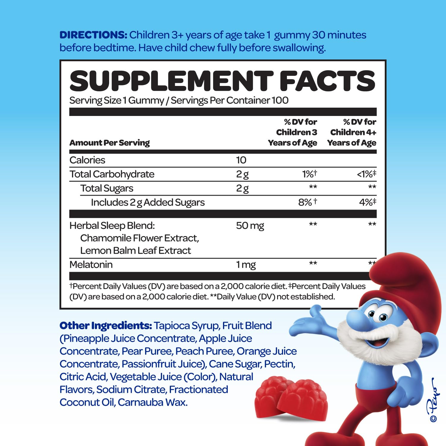 VITABURST The Smurfs Melatonin Gummies 170g packaging